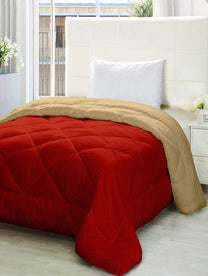 200 GSM Red & Beige Microfibre Reversible Single Comforter