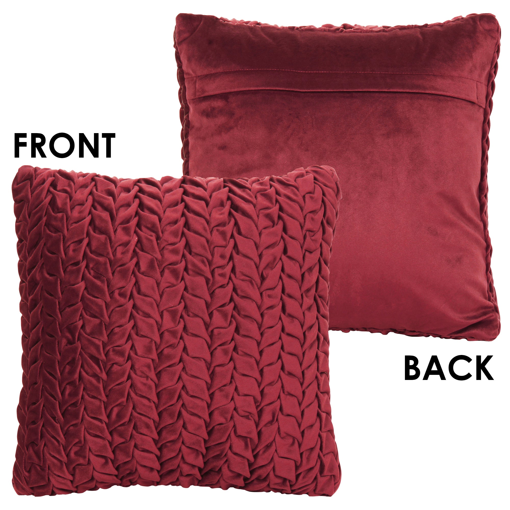 Maroon Smocked Velvet Polyster SPLENDORA CUSHION COVER
