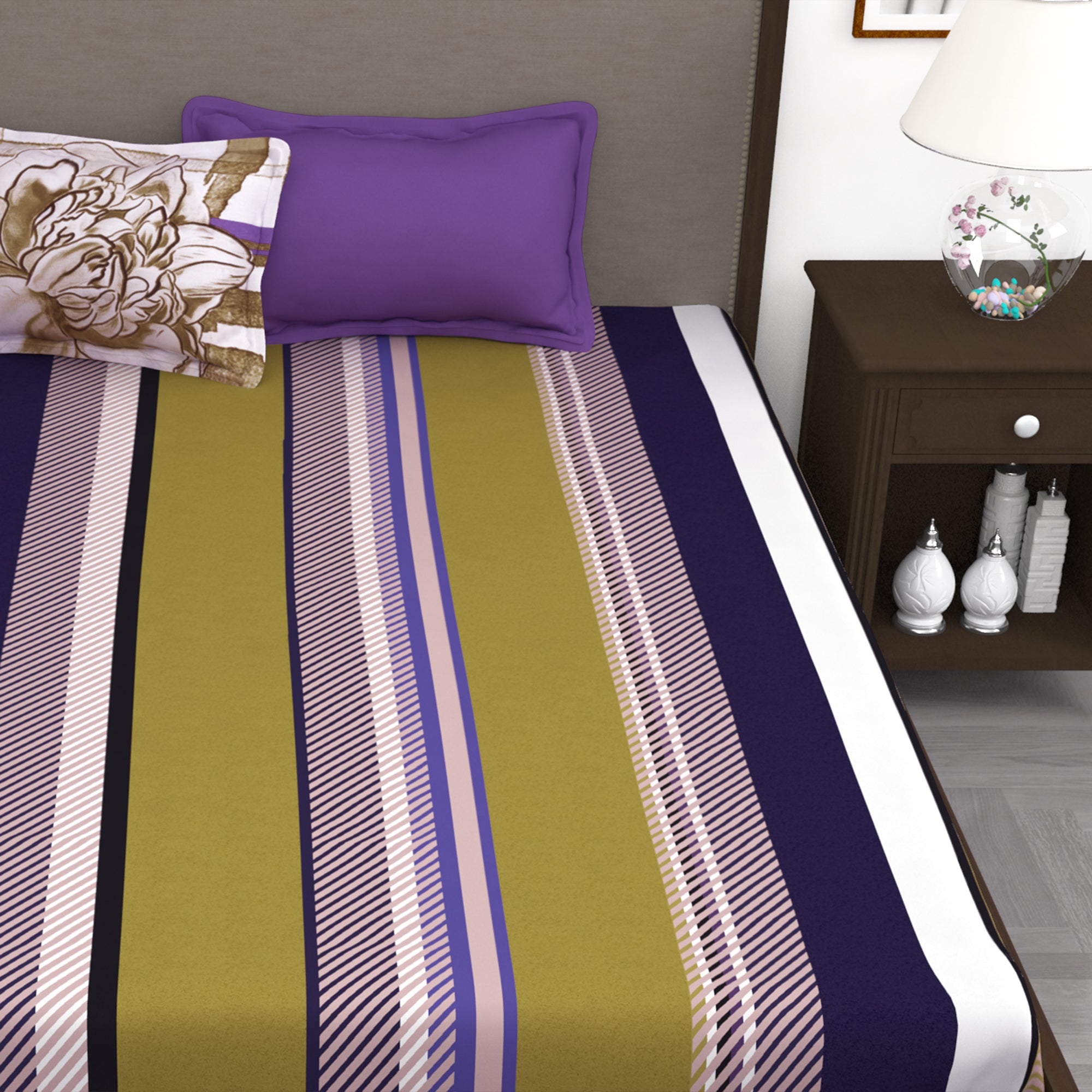 Myra 186 TC 100% Cotton White Double Size Bedsheet