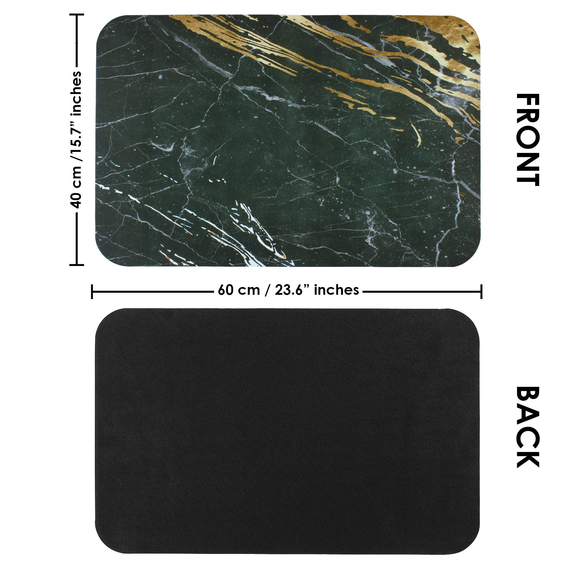 2 Units Nappa Leather Dark Green Water Color Encore Bath Mats