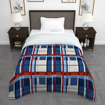 180 GSM Blue Abstract Microfiber Fusion Reversible Single Comforter