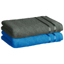 Story@Home 2 Units 100% Cotton Ladies Bath Towels - Blue and Charcoal Grey