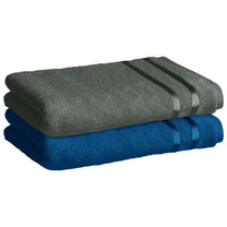 Story@Home 2 Units 100% Cotton Ladies Bath Towels - Navy and Charcoal Grey