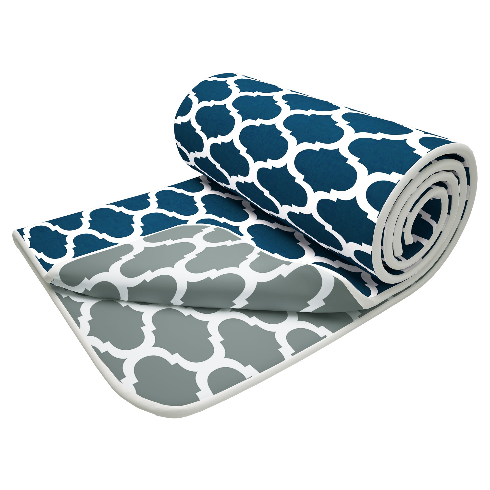 Super Soft Blue and Grey Abstract Reversible Single Size Dohar - Pack of 2