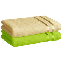 Story@Home 2 Units 100% Cotton Ladies Bath Towels - Green and Beige