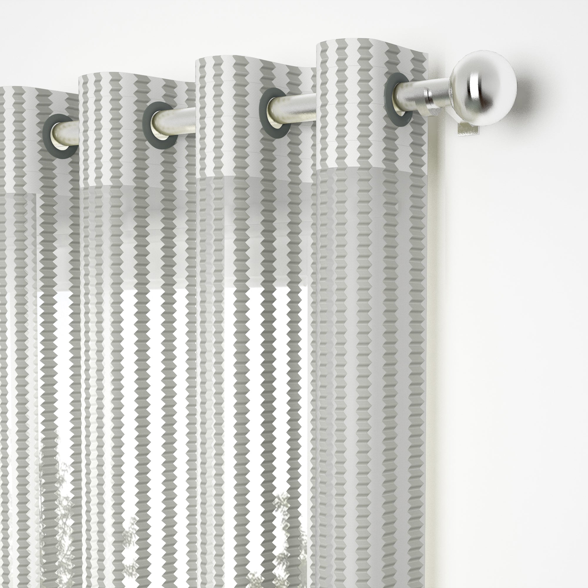 2 Pcs Grey Sheer Net Polyester Window/Door Curtains