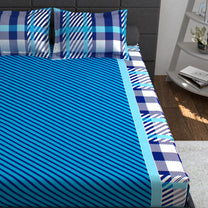 Ventura 144 TC 100% Cotton Blue Double Bedsheet