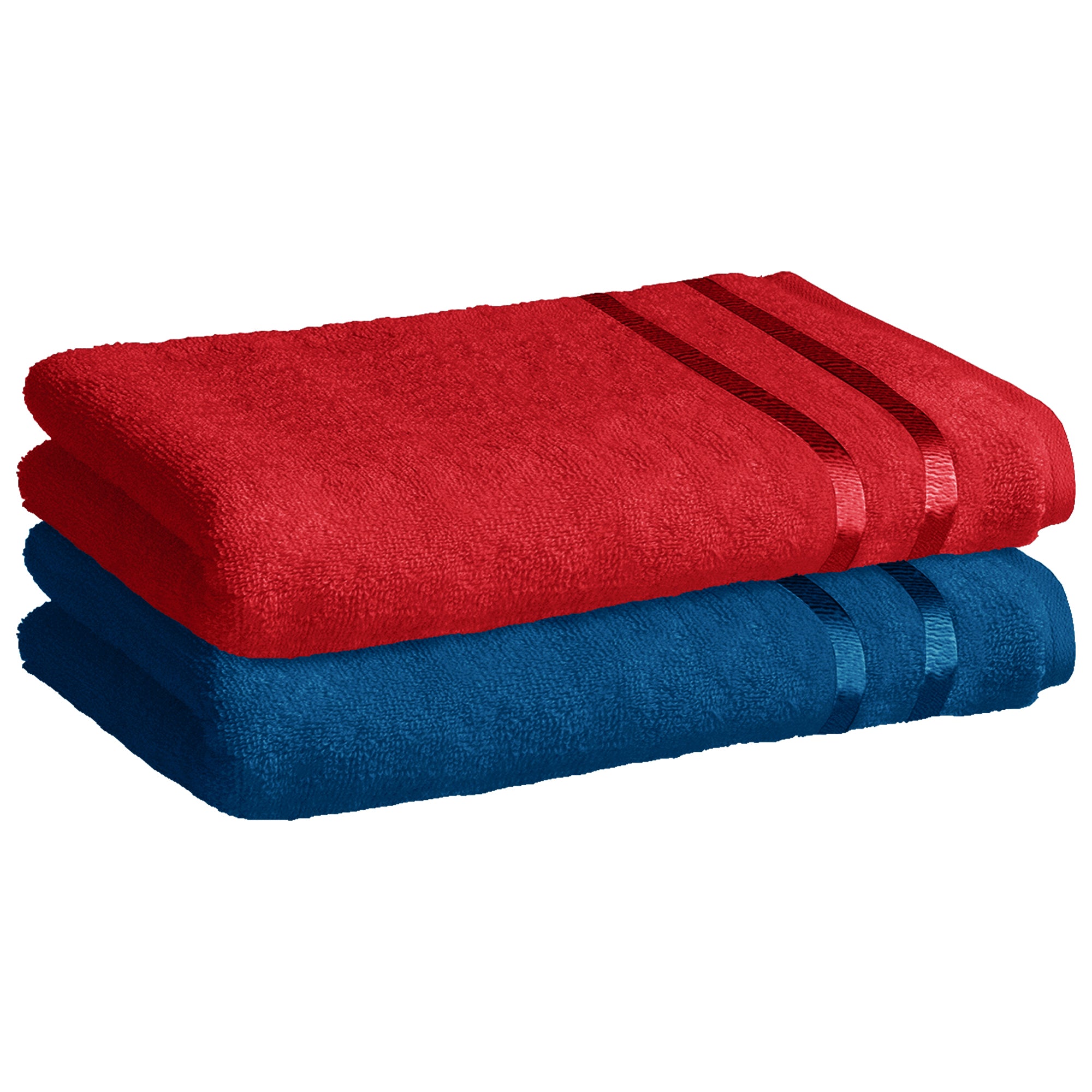 Story@Home 2 Units 100% Cotton Ladies Bath Towels - Navy and Wine Red