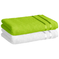 Story@Home 2 Units 100% Cotton Ladies Bath Towels - White and Green