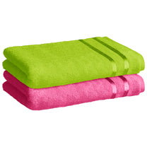 Story@Home 2 Units 100% Cotton Ladies Bath Towels - Pink and Green