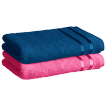 Story@Home 2 Units 100% Cotton Ladies Bath Towels - Pink and Navy