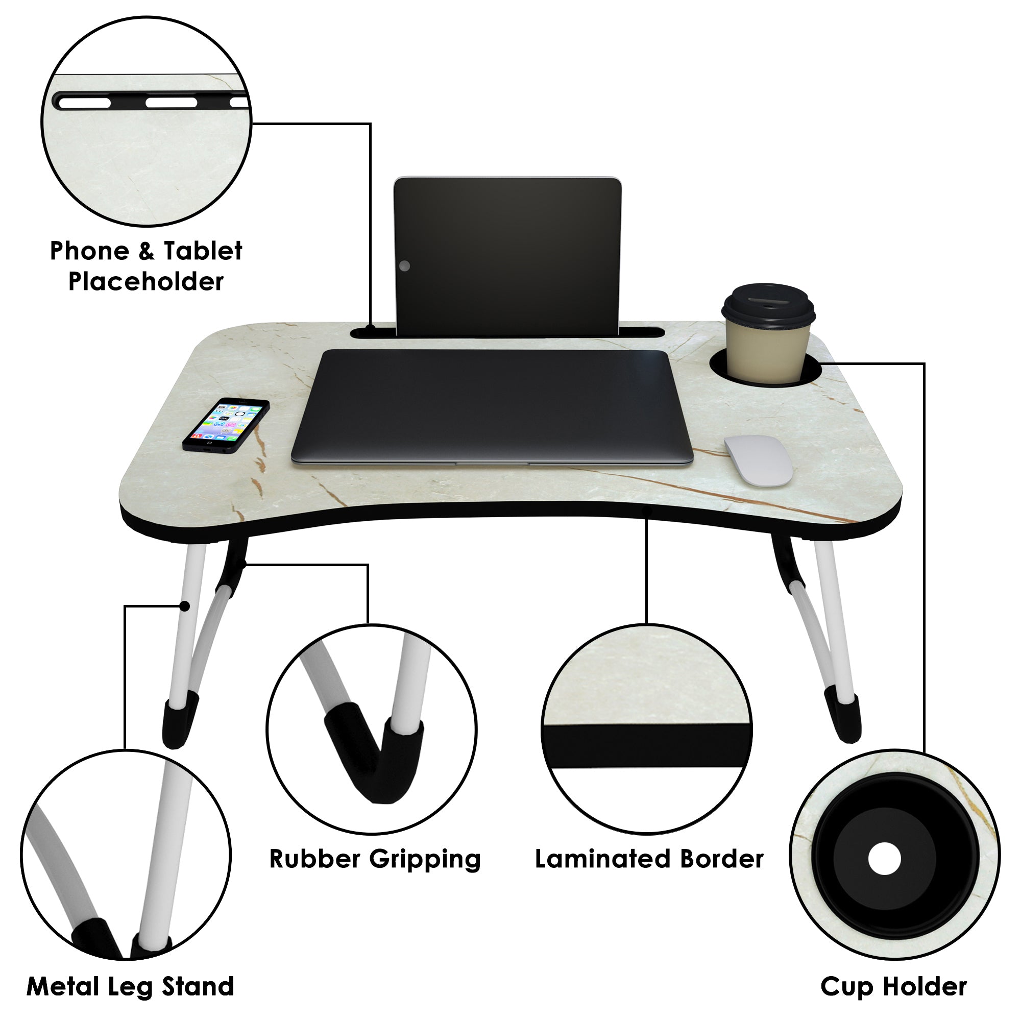 Grey Marble 1 Pc laptop Table