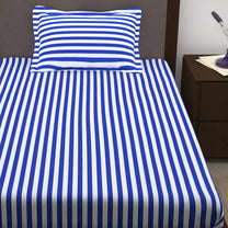 Story@Home 210 TC 100% Cotton Pink & Blue 2 Single Bedsheet Combo with 2 Pillow Covers