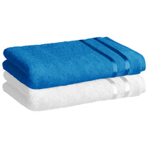 Story@Home 2 Units 100% Cotton Bath Towels - White and Blue