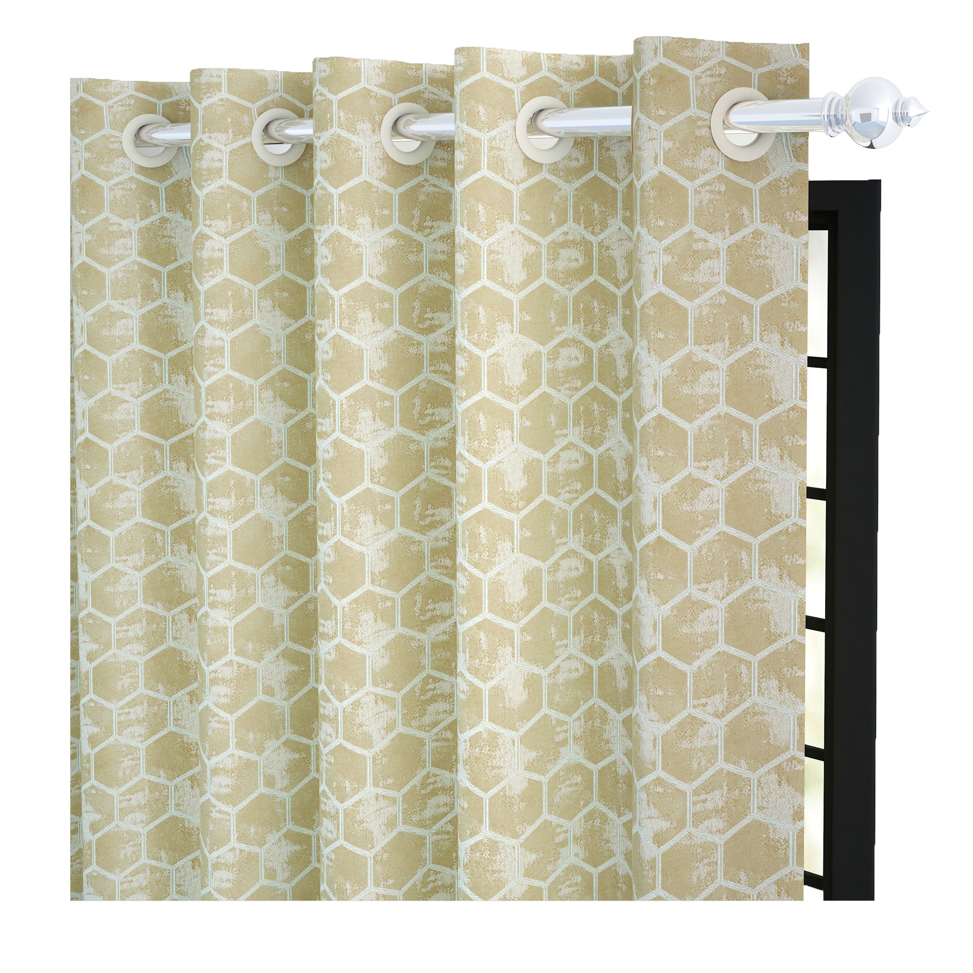 2 Pcs 400GSM Cream Azurio Jacquard Polyester Window/Door/Long Door Curtains