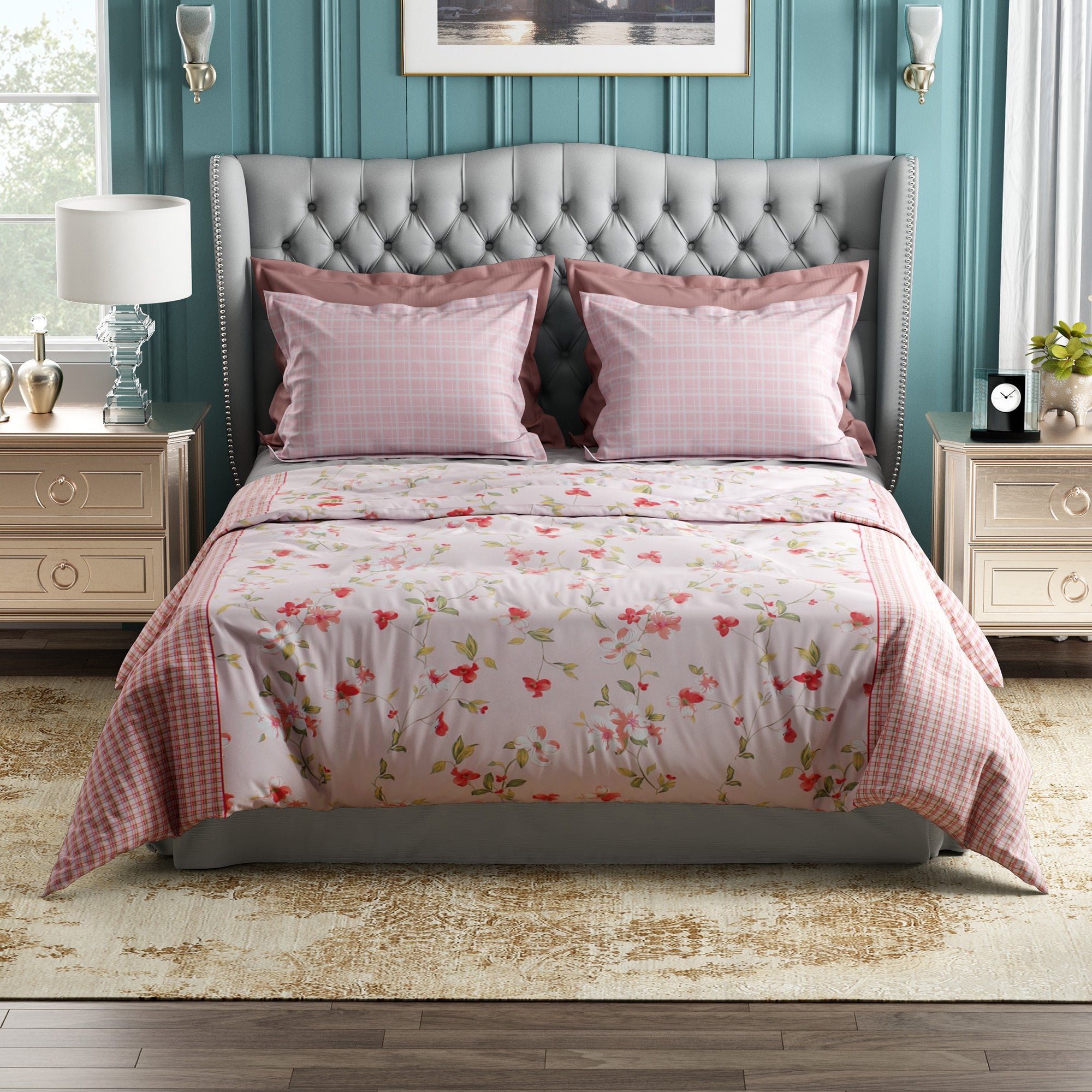 Studio Luxurious 144 TC 100% Cotton Peach Double Bedsheet