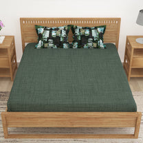 Majestic 152 TC Green Cotton Double Bedsheet