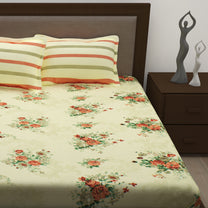 Story@Home 186 TC 100% Cotton 2 Double Bedsheets Combo With 4 Pillow Covers - Multi color