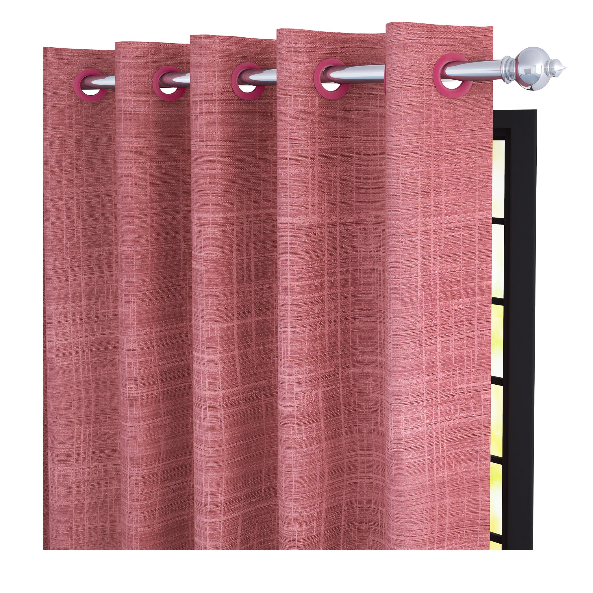 2 Pcs Pink Bloom Jacquard Room Darkening Door/Window Curtains