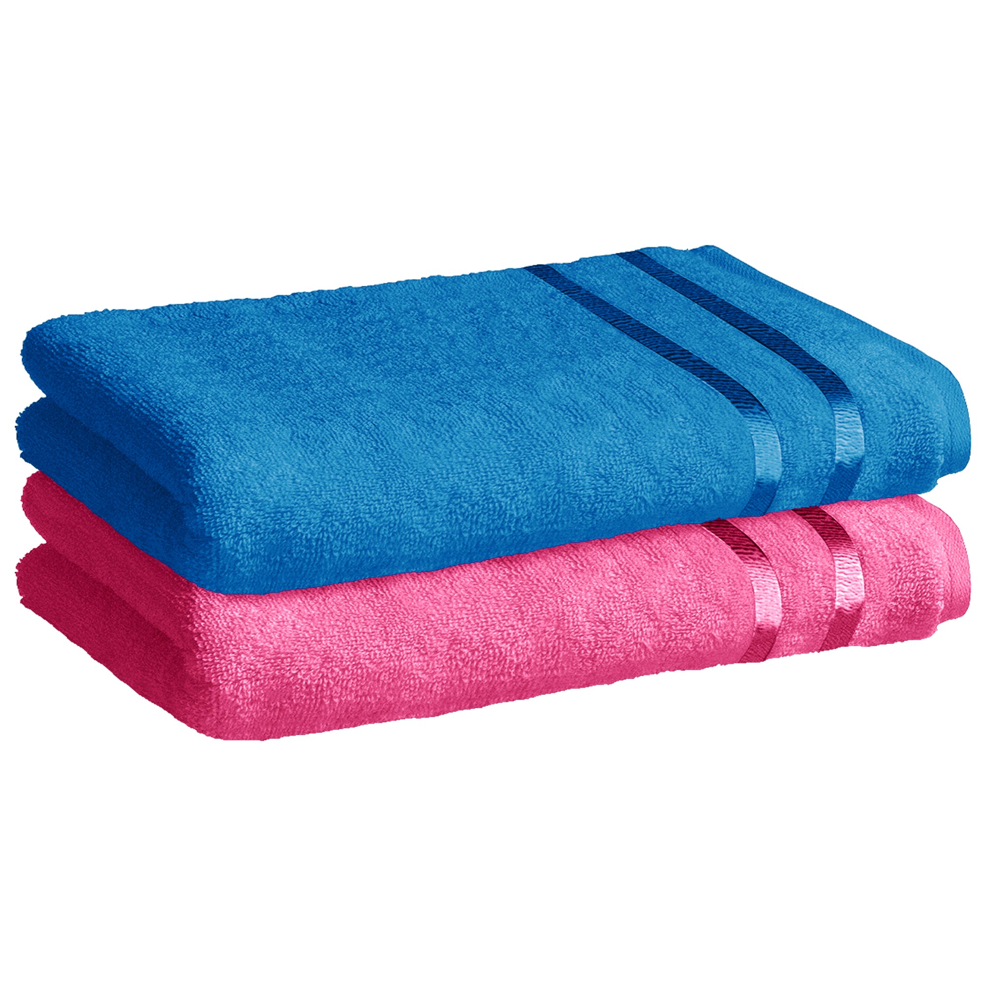 Story@Home 2 Units 100% Cotton Ladies Bath Towels - Pink and Blue