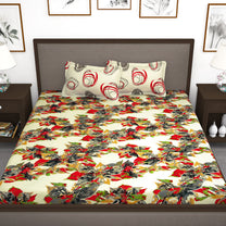 210 TC Valentine Red Floral Double King Bedsheet