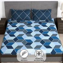 Arena 186 TC TC Blue Double Size Bedsheet With 2 Pillow Cover