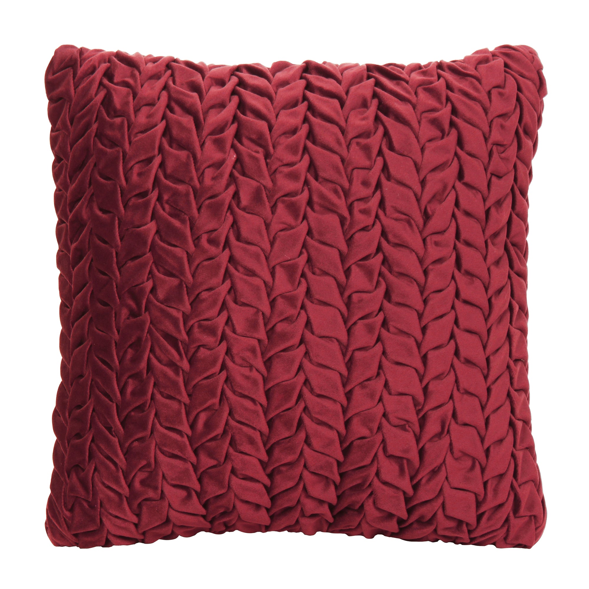 Maroon Smocked Velvet Polyster SPLENDORA CUSHION COVER