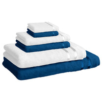 Navy Blue & White 100% Cotton Set of 6 Towel Set