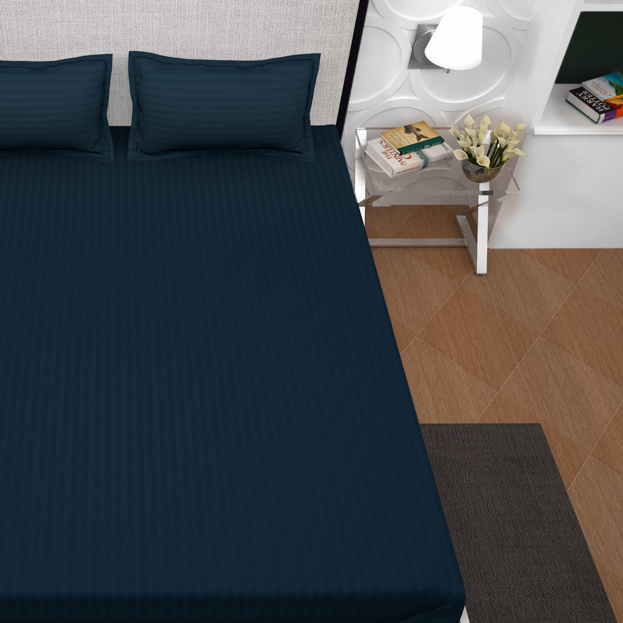 PAVO Tranquil Luxurious Premium Hotel Quality  (Midnight Blue) King size Bedsheet