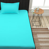 Avalon Aqua Blue 300 TC 100% Cotton Single Size Bedsheet