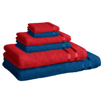 Red & Blue 100% Cotton Set of 6 Towel Set