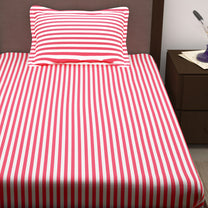 Story@Home 210 TC 100% Cotton Pink 2 Single Bedsheet Combo with 2 Pillow Covers