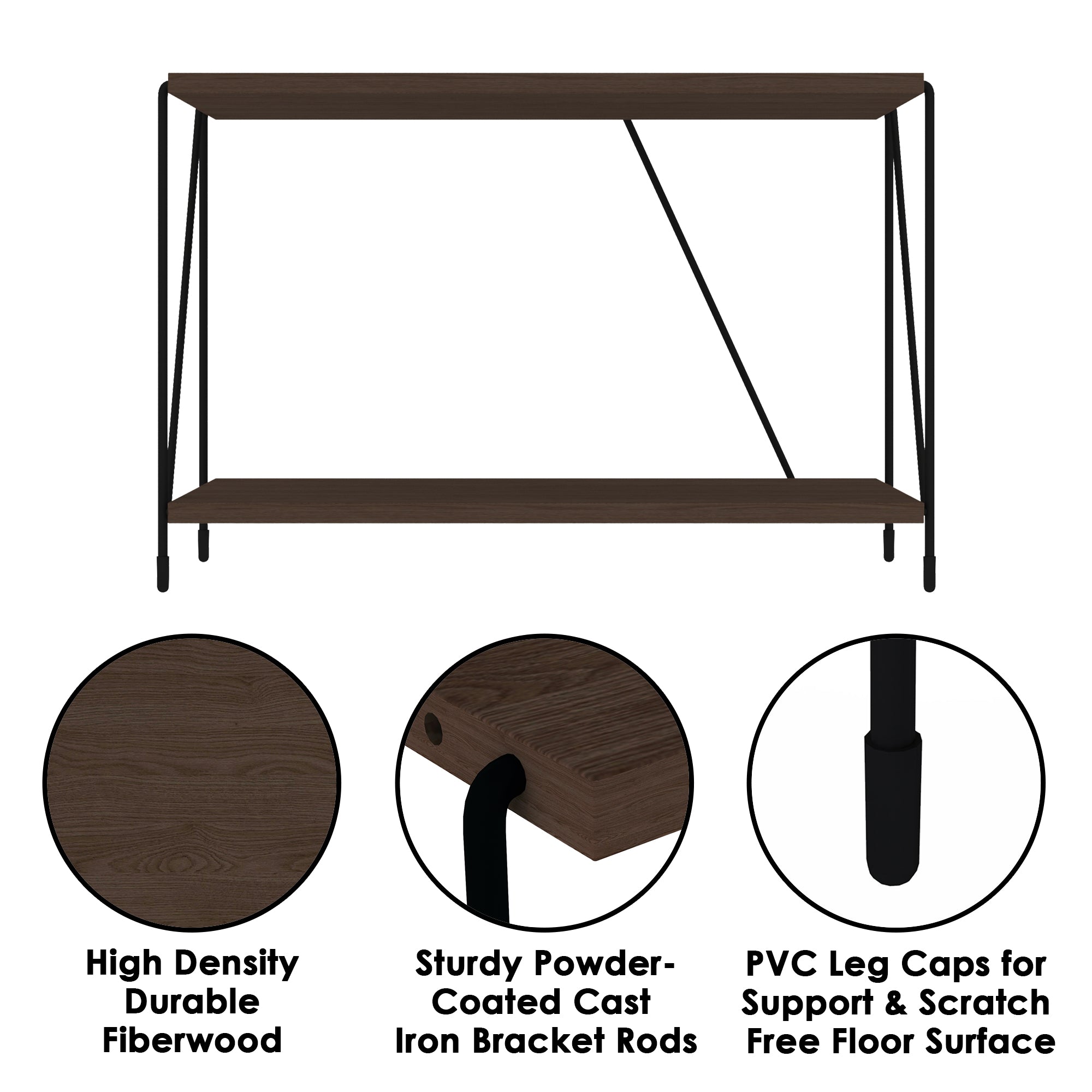 Lazywud DIY String Rack Bed Side Table For Bedroom and Corner Table for Living Room (Walnut)