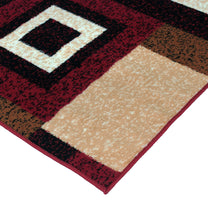 Maroon Geometric Rustico Rug/Carpet with Anti Skid Backing