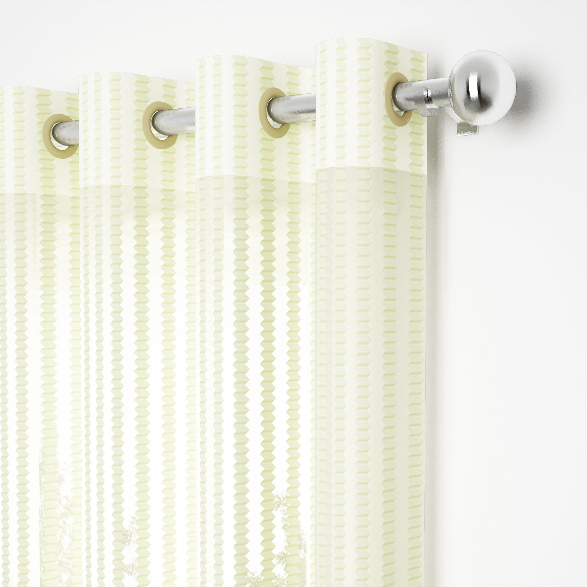 2 Pcs Cream Sheer Net Polyester Long Door Curtains