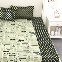 210 TC White Newspaper print 1 King Size Bedsheet With 2 Pillow Covers