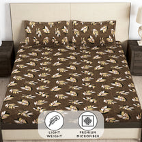 Arena 186 TC Brown Double Size Bedsheet With 2 Pillow Cover