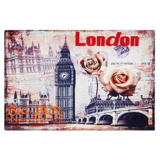 Story@Home 5 Units Premium Fabric London Aqua Door Mat - Multicolor - 60 cm X 40 cm
