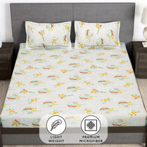 Arena 186 TC Cream Double Size Bedsheet With 2 Pillow Cover