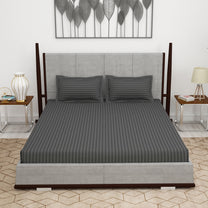 300 TC Grey 1 King Size Bedsheet With 2 Pillow Cover