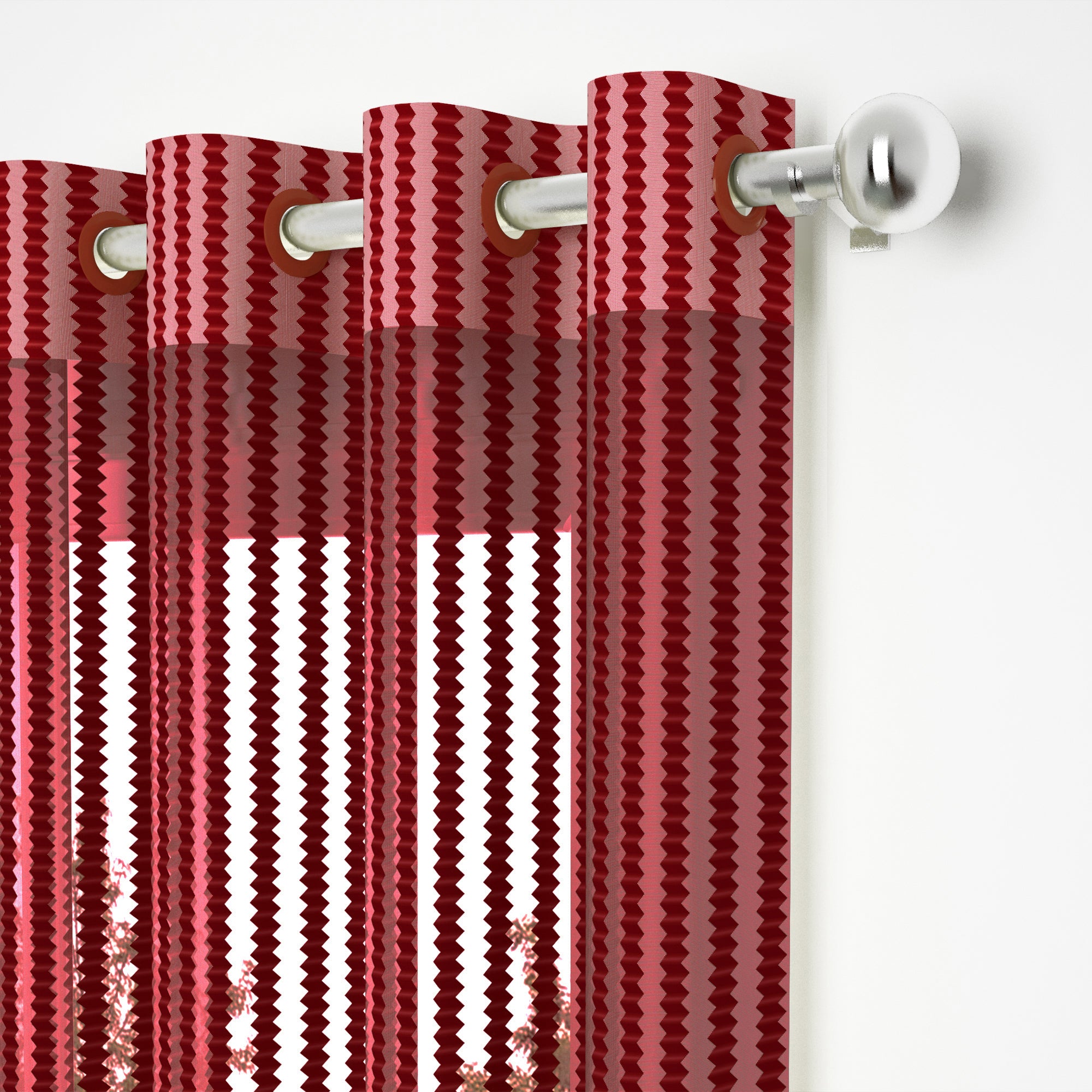 2 Pcs Maroon Sheer Net Polyester Window/Door Curtains