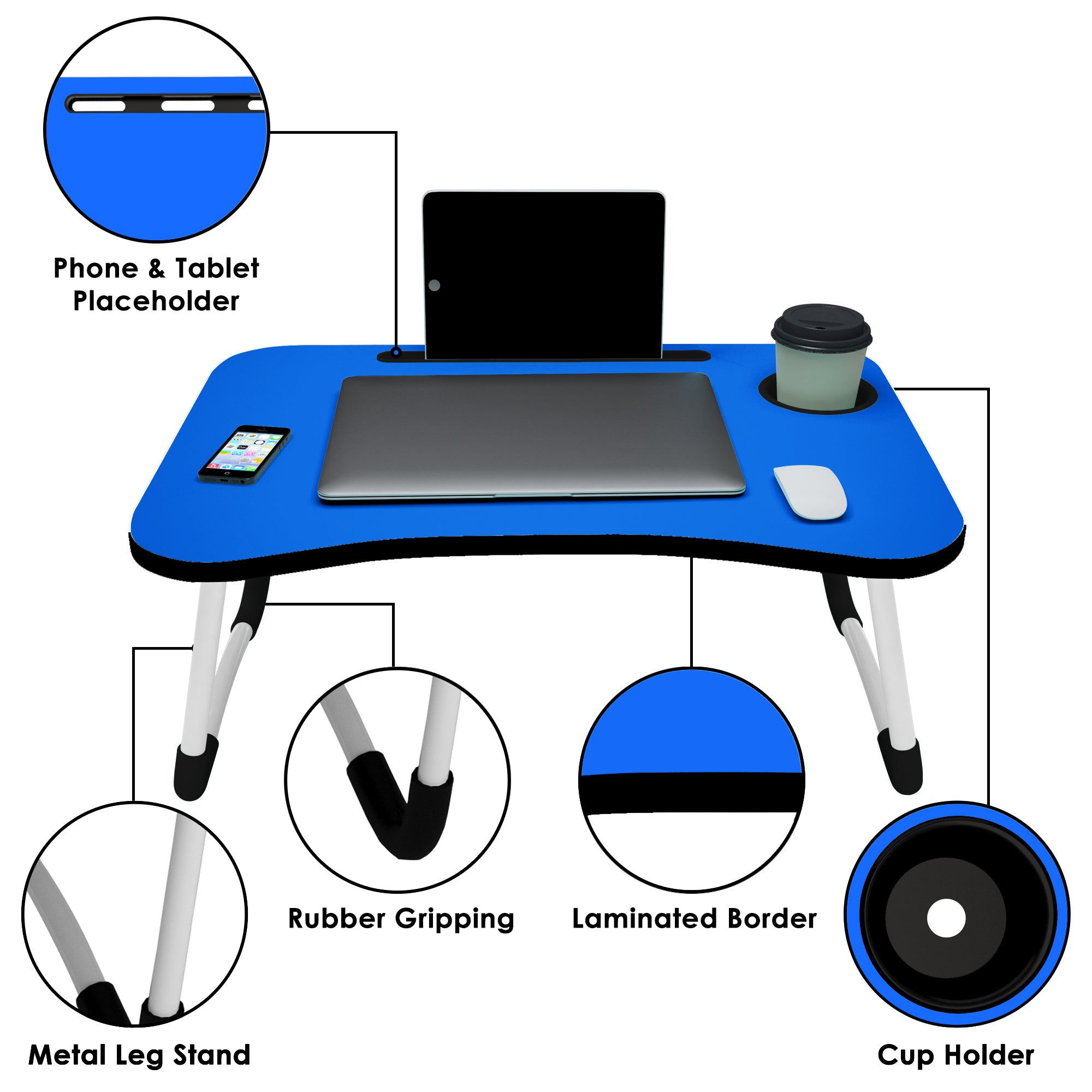 Teal Blue Stripes 1 Pc laptop Table