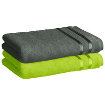 Story@Home 2 Units 100% Cotton Bath Towels - Green and Charcoal Grey