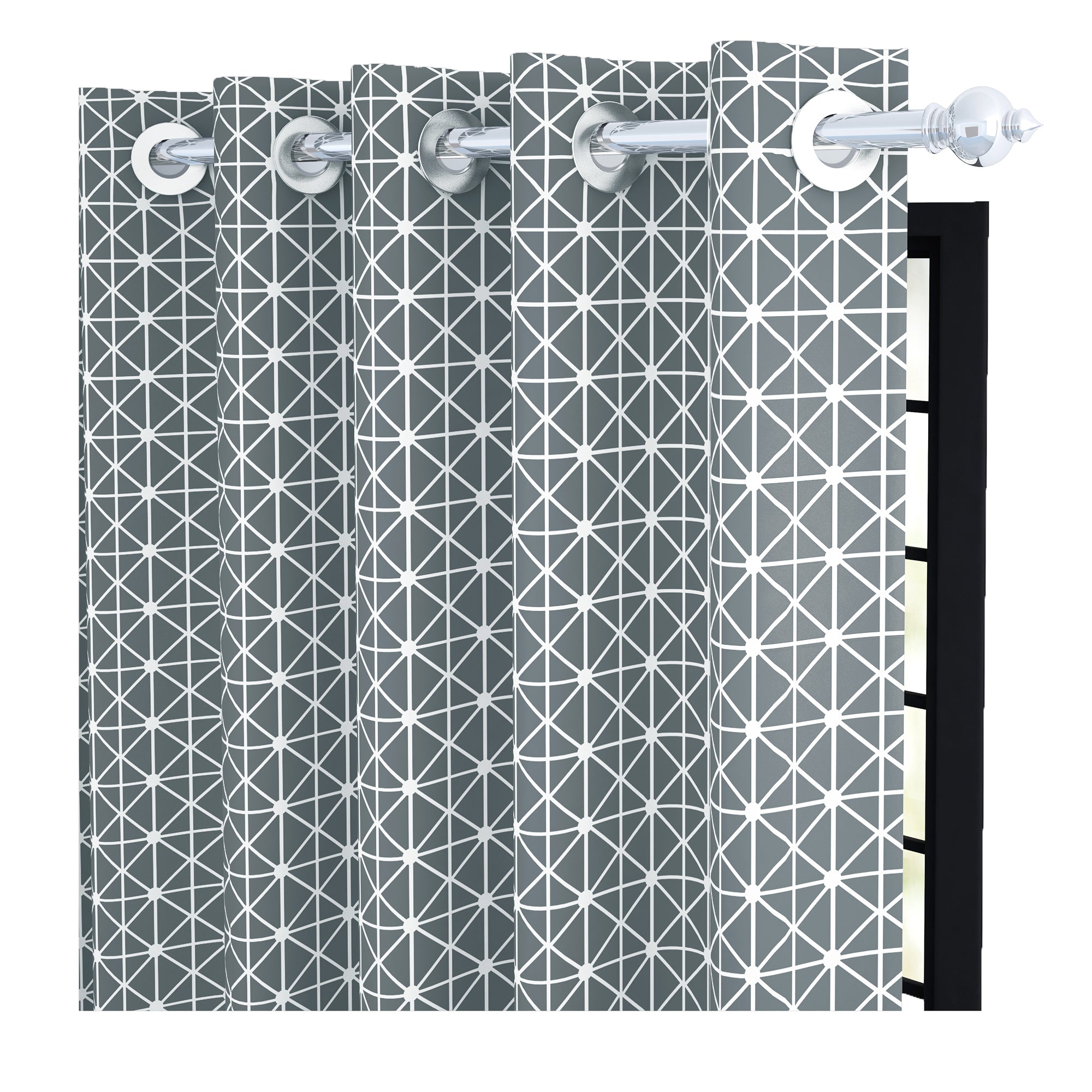 2 Pcs 300GSM Grey Bohemian Cotton Canvas Curtain Window/Door/Long Door Curtains