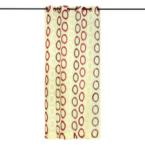 2 Pcs Beige & Maroon Imagica Sheer Door Curtains, 7 ft