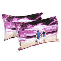 Artini Collection Joyouse Couple Pattern King Size Bedsheet - Purple