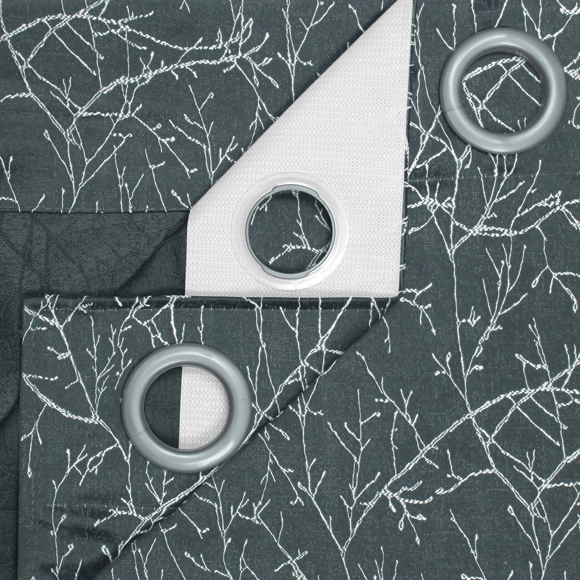 2 Pcs 400GSM Grey Azurio Jacquard Polyester Window/Door/Long Door Curtains