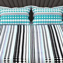 Metro 186 TC 100% Cotton White and Black Double Bedsheet