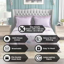 Studio Luxurious 144 TC 100% Cotton Purple Double Bedsheet