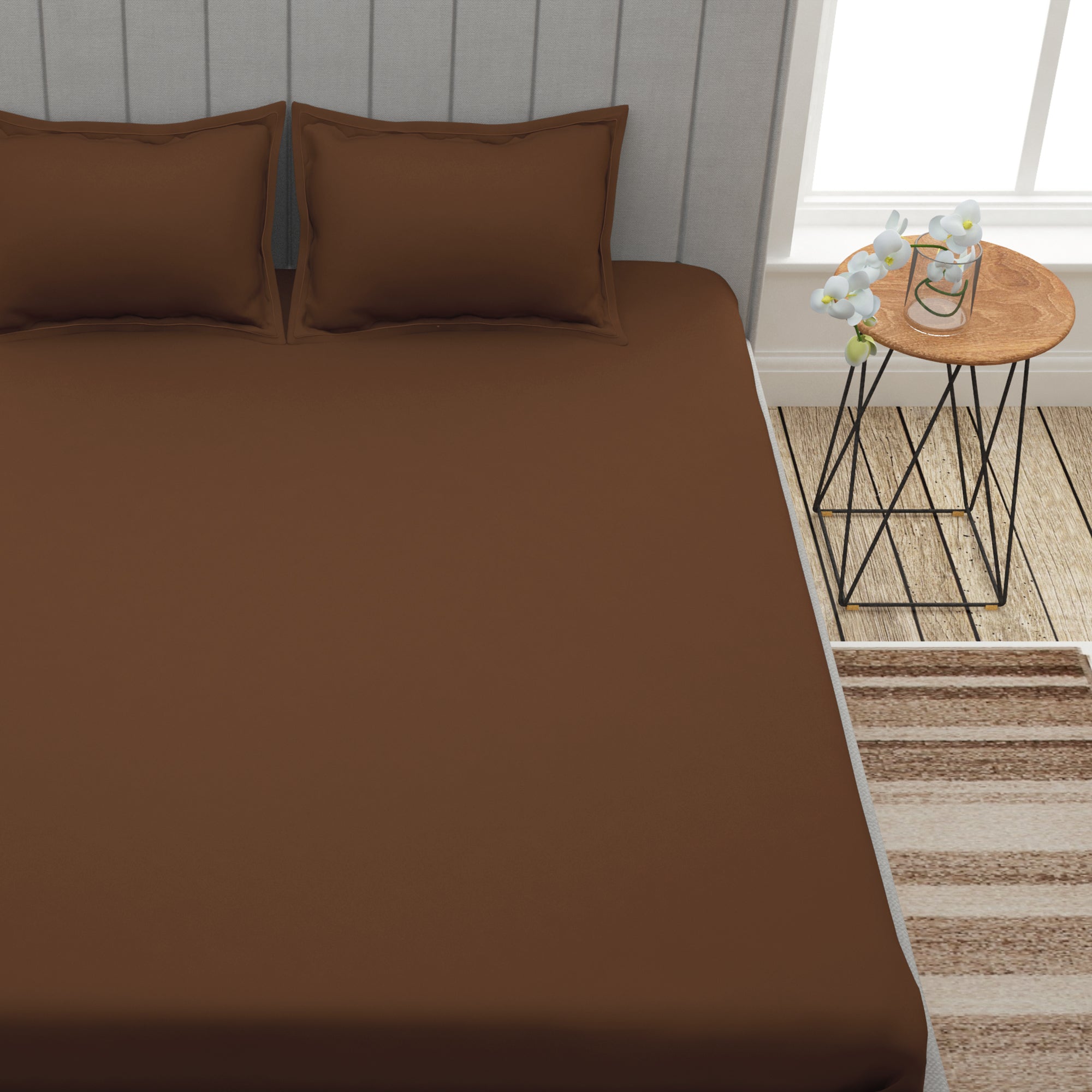 Forever 300 TC Chocolate Brown King Size Bedsheet